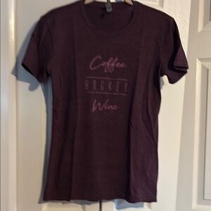 Next Level Apparel Hockey Coffee Wine short sleeve shirt in purple size medium